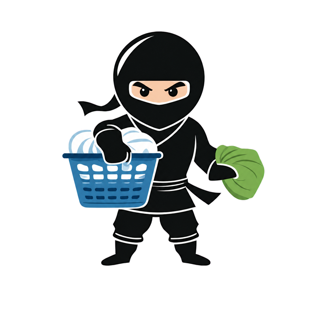 Wrinkle Ninjas laundry ninja mascot